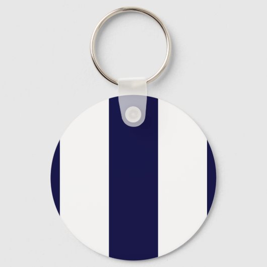 Navy Blue en White Extra Large Stripe Pattern Sleutelhanger (Voorkant)