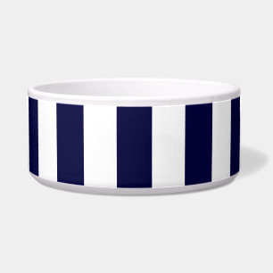 Navy Blue en White Extra Large Stripe Pattern Voerbakje