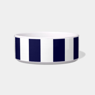Navy Blue en White Extra Large Stripe Pattern Voerbakje