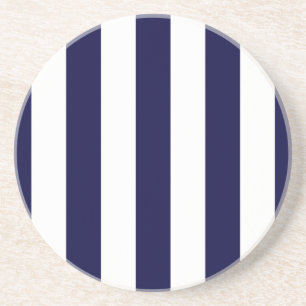 Navy Blue en White Extra Large Stripe Pattern Zandsteen Onderzetter