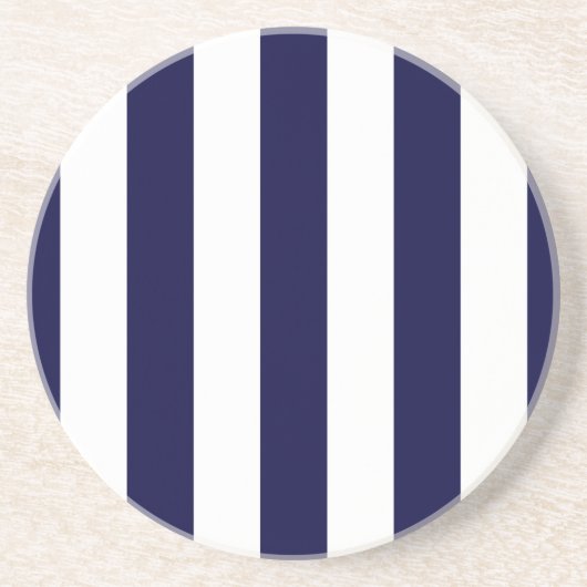 Navy Blue en White Extra Large Stripe Pattern Zandsteen Onderzetter (Voorkant)
