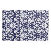 Navy Blue en White Floral Damask Kussensloop (Achterkant-Links)