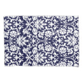 Navy Blue en White Floral Damask Kussensloop (Voorkant-Links)
