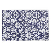Navy Blue en White Floral Damask Kussensloop (Voorkant-Rechts)