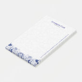 Navy Blue en White Floral Lace 2 Post-it® Notes (Schuin)