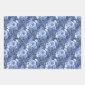 Navy Blue en White Floral Leaf Inpakpapier Vel (Voorkant 2)