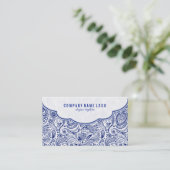 Navy Blue en White Floral Paisley Visitekaartje (Staand voorkant)