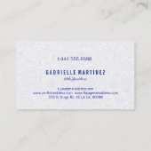 Navy Blue en White Floral Paisley Visitekaartje (Achterkant)