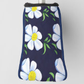 Navy Blue en White Floral Pattern Golfheadcover (Draai 90)