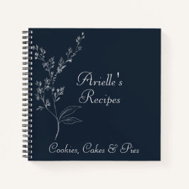 Navy Blue en White Floral Spiral notebook Notitieboek