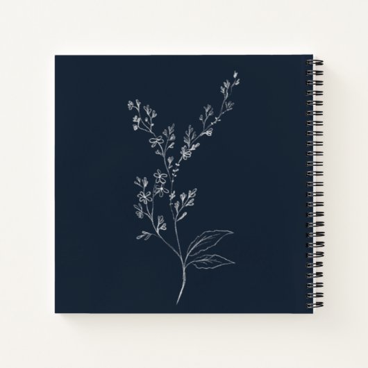 Navy Blue en White Floral Spiral notebook Notitieboek (Achterkant)