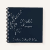 Navy Blue en White Floral Spiral notebook Notitieboek (Voorkant)