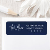 Navy Blue en White Fun Modern Return Address Etiket (Insitu)