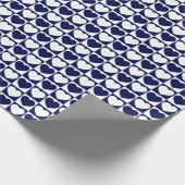 Navy Blue en White geborduurd patroon met hart Cadeaupapier (Hoek)