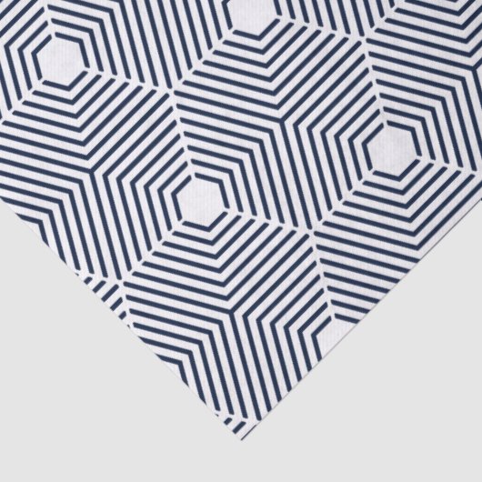Navy-Blue en White Geometric Pattern Tissuepapier (Detail)