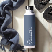 Navy Blue en White, gepersonaliseerd Waterfles