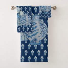 Navy Blue en White Ginger Jars Bad Handdoek