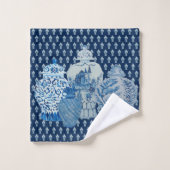 Navy Blue en White Ginger Jars Bad Handdoek (Wasdoekje)
