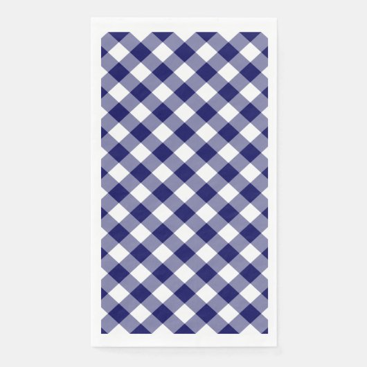 Navy Blue en White Gingham Check Servet (Voorkant)