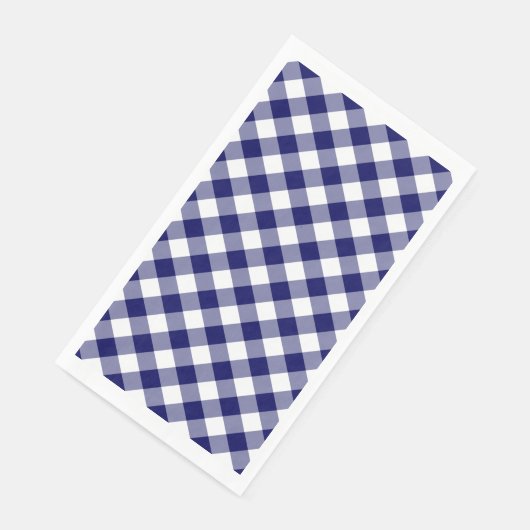 Navy Blue en White Gingham Check Servet (Hoek)