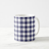 Navy Blue en White Gingham Checked Pattern Koffiemok (Voorkant rechts)