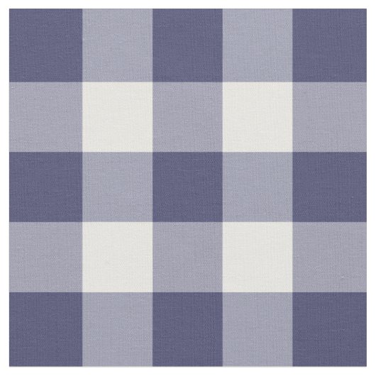 Navy Blue en White Gingham Pattern Fabric Stof (Close Up)