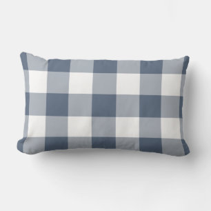 Navy Blue en White Gingham Pattern Kussen