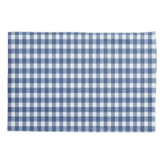 Navy Blue en White Gingham Pattern Kussensloop (Achterkant-Links)