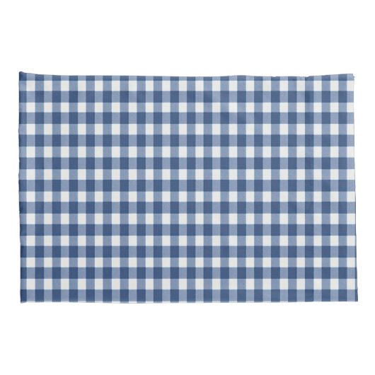 Navy Blue en White Gingham Pattern Kussensloop (Achterkant-Rechts)