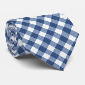 Navy Blue en White Gingham Stropdas (Opgerold)
