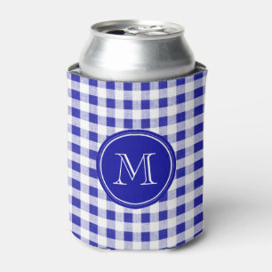 Navy Blue en White Gingham, Uw Monogram Blikjeskoeler