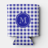 Navy Blue en White Gingham, uw monogram Blikjeskoeler (Achterkant)