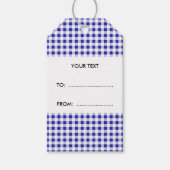 Navy Blue en White Gingham, uw monogram Cadeaulabel (Voorkant)
