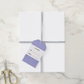 Navy Blue en White Gingham, uw monogram Cadeaulabel (Met Touw)