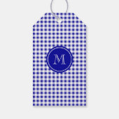 Navy Blue en White Gingham, uw monogram Cadeaulabel (Achterkant)