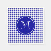 Navy Blue en White Gingham, uw monogram Servetten (Voorkant)