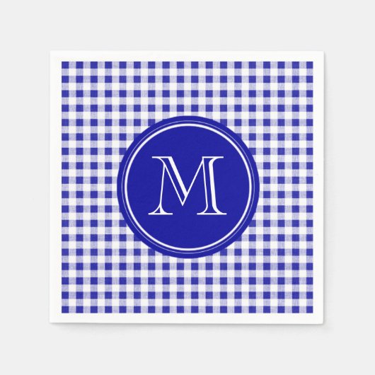Navy Blue en White Gingham, uw monogram Servetten (Voorkant)