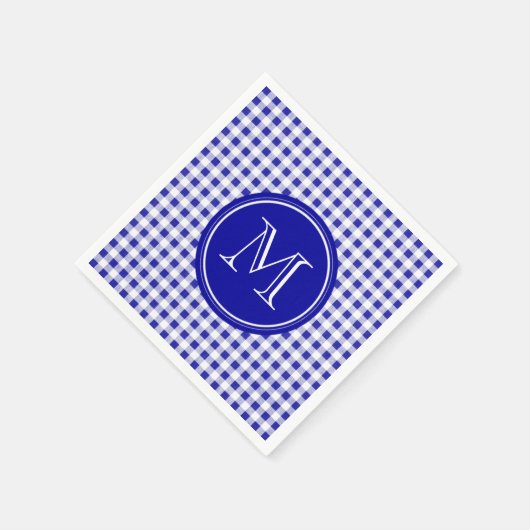 Navy Blue en White Gingham, uw monogram Servetten (Hoek)