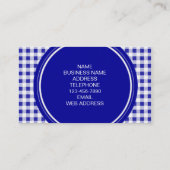 Navy Blue en White Gingham, Uw Monogram Visitekaartje (Achterkant)
