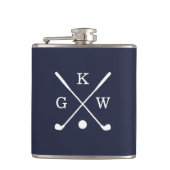 Navy Blue en White Golf Clubs Monogrammed Heupfles (Voorkant)