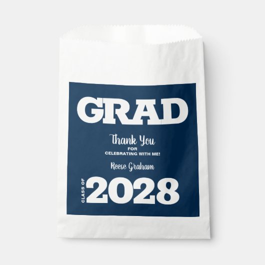 Navy Blue en White Graduation Party Bedankzakje (Voorkant)