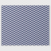 Navy Blue en White Herringbone Wrapping Paper Cadeaupapier (Vlak)