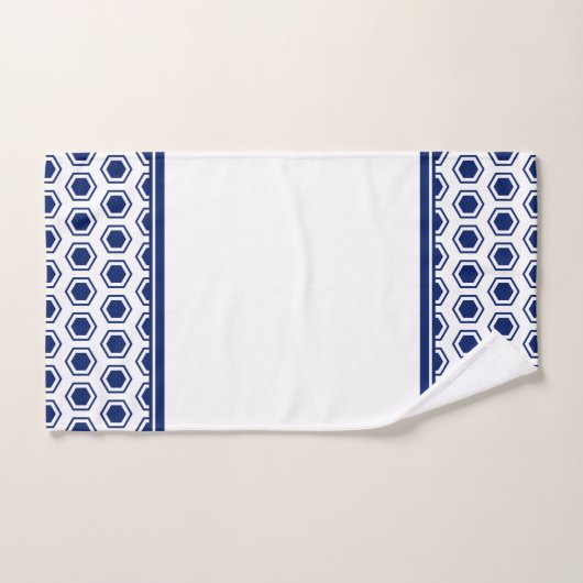 Navy Blue en White Hexagonal Pattern Bad Handdoek (Handdoek)