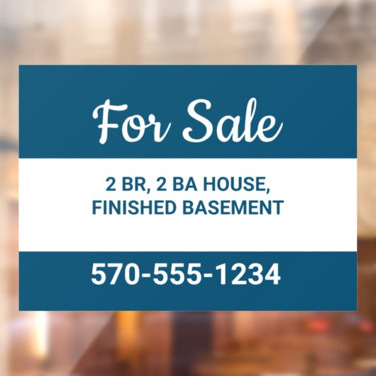 Navy Blue en White House for Verkoopt by Owner Raamsticker (Vel 2)