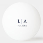 Navy Blue en White Initialen Wedding Personalized Pingpongbal (Voorkant)