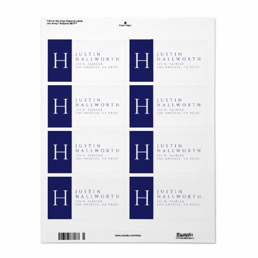 Navy Blue en White | Kassyretouradres Etiket (Full Sheet)