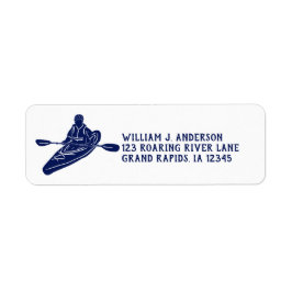 Navy Blue en White Kayakers Return Address Etiket