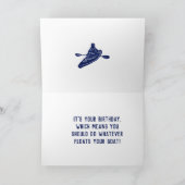 Navy Blue en White Kayakers Verjaardag Kaart (Binnen)