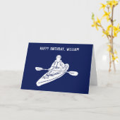 Navy Blue en White Kayakers Verjaardag Kaart (Gele Bloem)