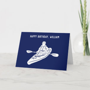 Navy Blue en White Kayakers Verjaardag Kaart